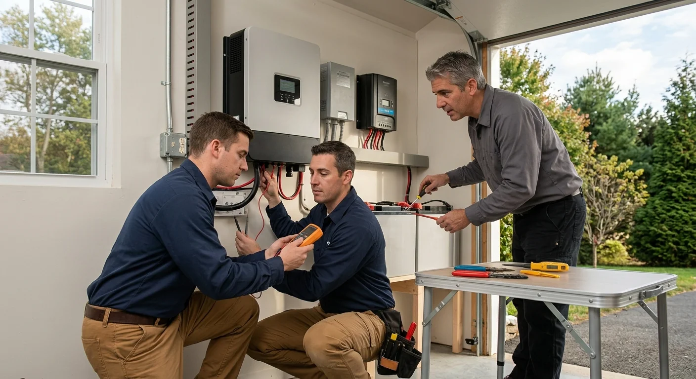 Testing inverter output and battery charging on a completed off-grid system