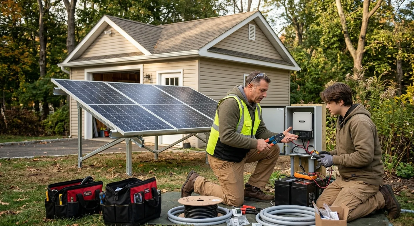 Detached workshop in Paramus powered by a compact off-grid solar array
