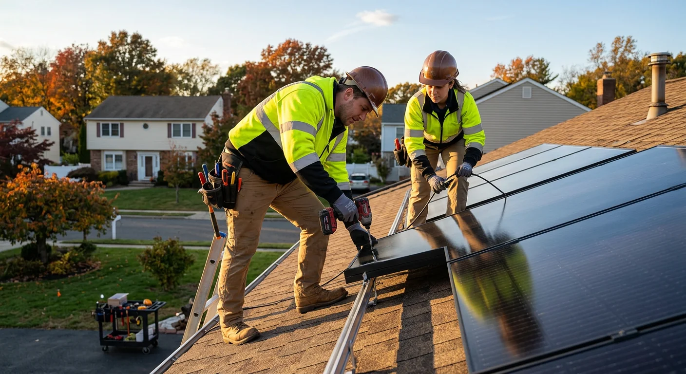 Solar battery backup unit installed inside a Paramus home utility room