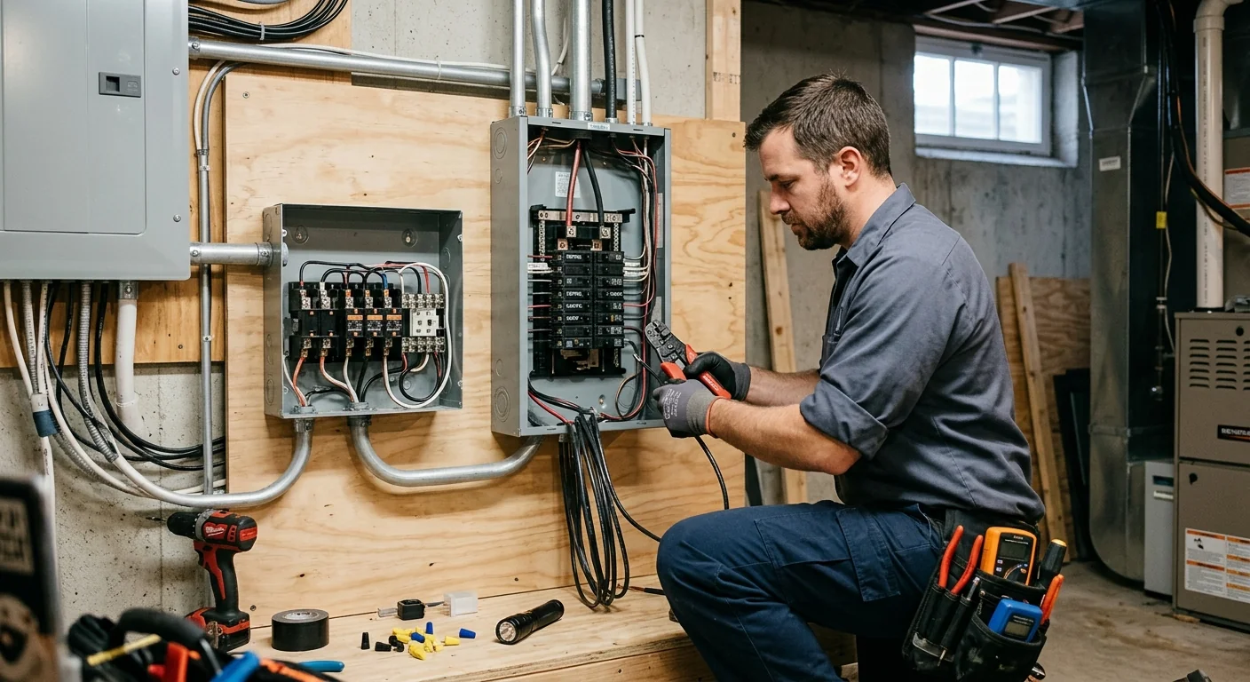 Backup load panel and transfer switch wired for critical circuit coverage