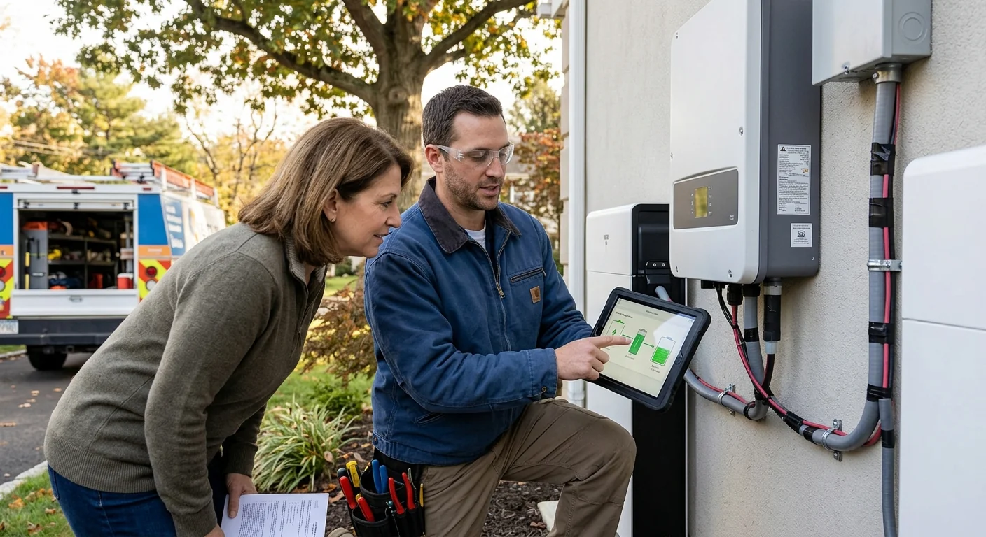 Monitoring app screen showing battery charge levels after a Paramus install