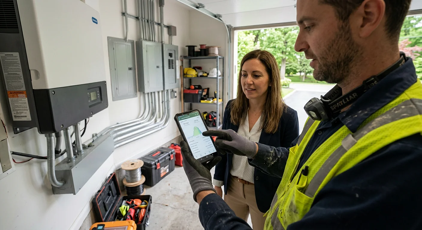Monitoring app showing verified production readings after inverter startup