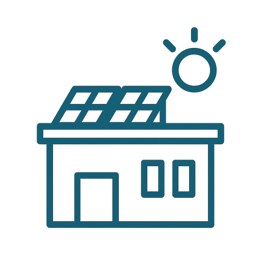 Rooftop commercial solar panel array on a flat-roof Paramus business building