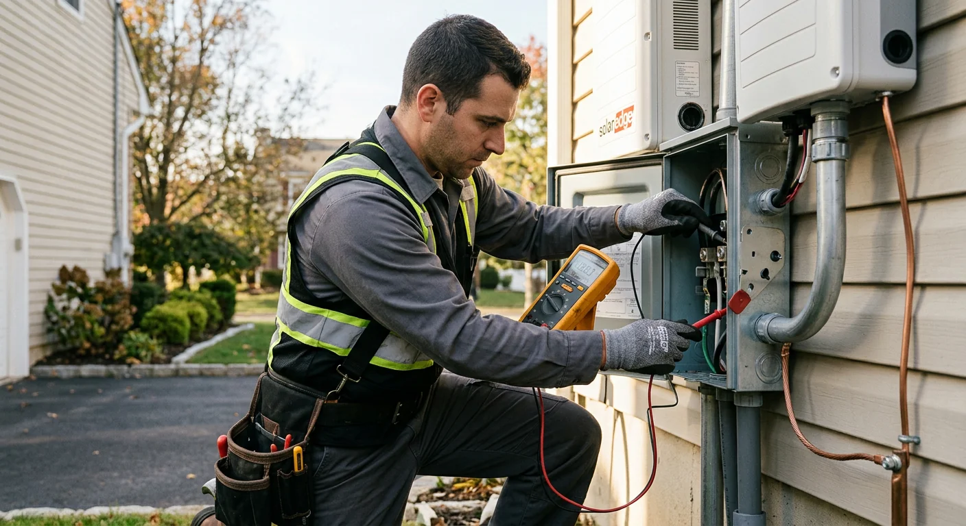 Grounding and bonding checks performed on a residential inverter connection