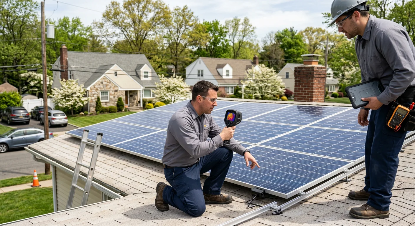 Rooftop solar array inspection with thermal imaging on a residential home in Paramus